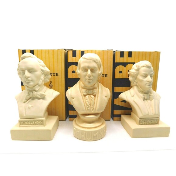 Vintage Halbe Statuette Lot of 7 Figures Busts Famous Music Composers